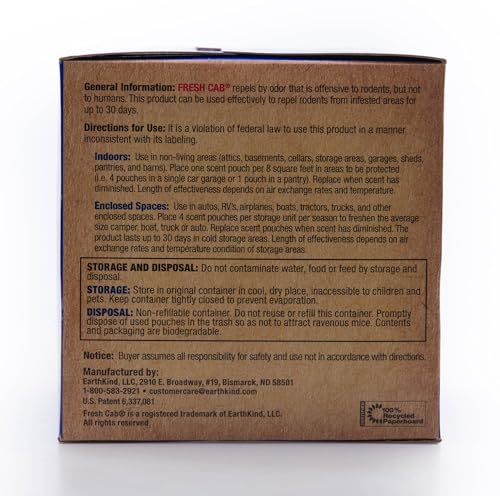 Fresh Cab Rodent Repellent - Botanical Pest Control for Indoor Use - Safe for Kids & Pets When Used As Directed - Made with Plant Fibers, Balsam Fir Essential Oil & Fragrance - 4-Pack