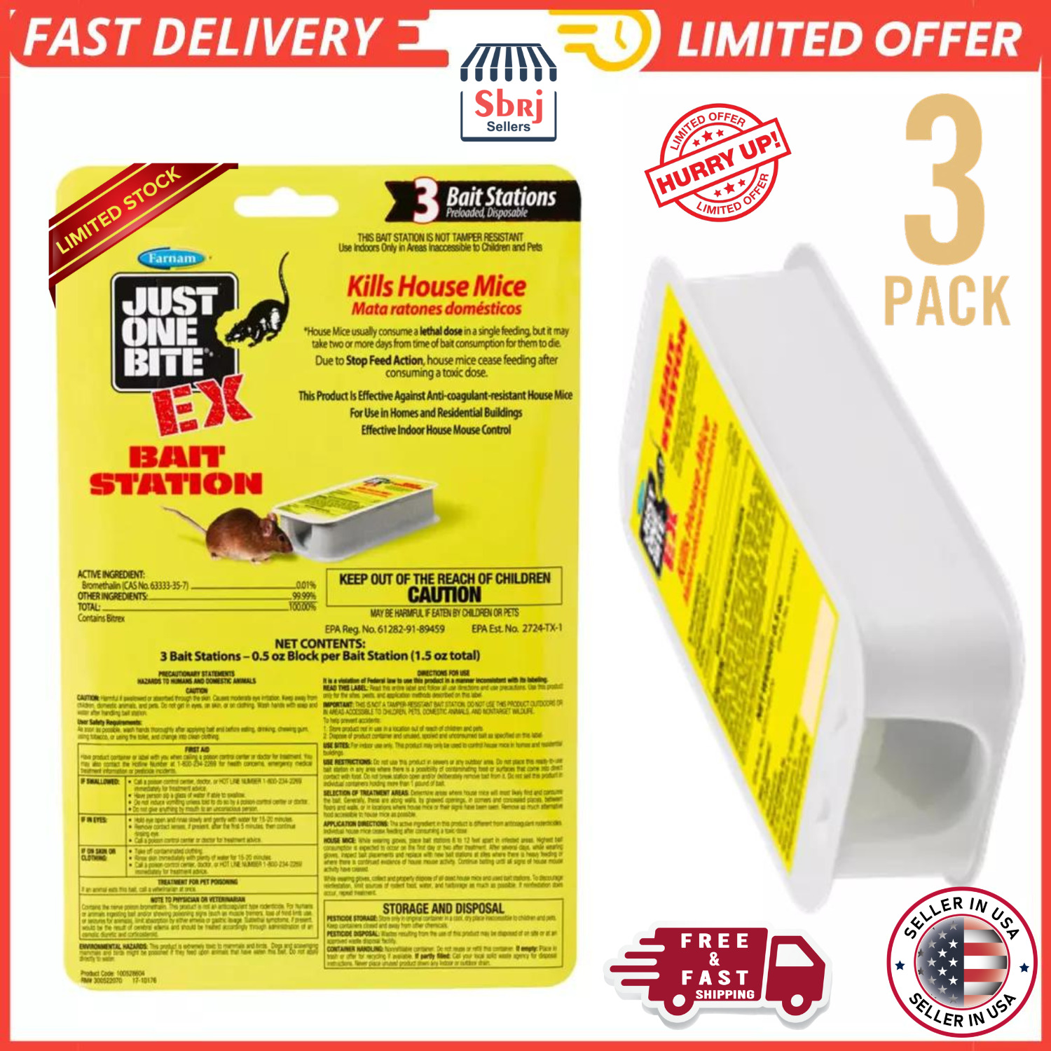 Just One Bite EX Bait Station 3 PACK Free and Fast Shipping in USA