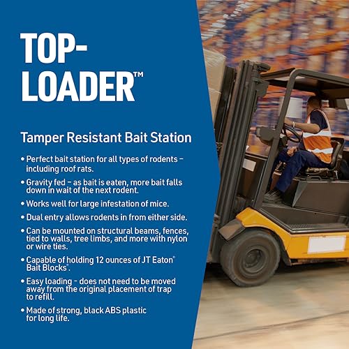 J T Eaton 902 Plastic Top Loader Tamper Resistant Bait Station with Side Eyelets, 4-1/2" Length x 15-1/4" Width x 12" Height, For Mice and Rats (Case of 6)