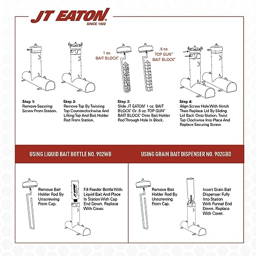 J T Eaton 902 Plastic Top Loader Tamper Resistant Bait Station with Side Eyelets, 4-1/2" Length x 15-1/4" Width x 12" Height, For Mice and Rats (Case of 6)