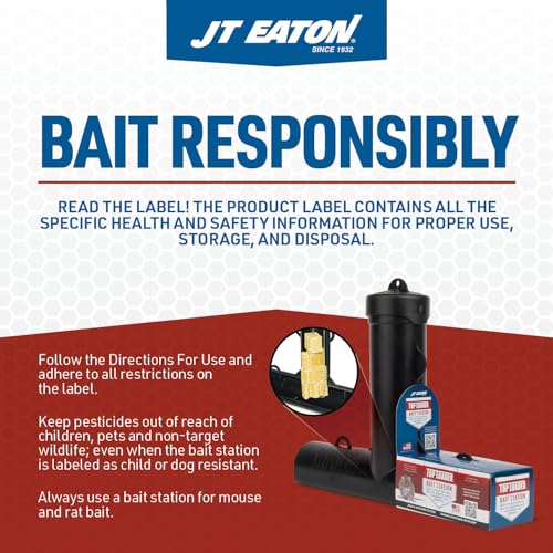 JT Eaton 704-PN Bait Block Anticoagulant Rodenticide, Peanut Butter Flavor, for Mice and Rats (4 lb Pail of 64)