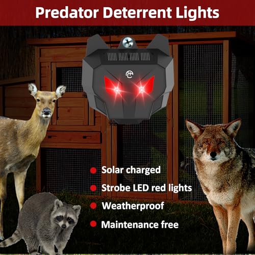 CritterTec Solar Nocturnal Animal Repeller, Predator Control Light Animal Repellent for Coyote, Raccoon, Deer, Fox, Skunk, Outdoor Predator Deterrent Ideal for Garden, Yard, Farm, Chicken Coop(4)