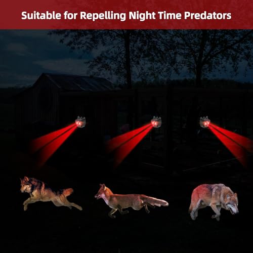 CritterTec Solar Nocturnal Animal Repeller, Predator Control Light Animal Repellent for Coyote, Raccoon, Deer, Fox, Skunk, Outdoor Predator Deterrent Ideal for Garden, Yard, Farm, Chicken Coop(4)