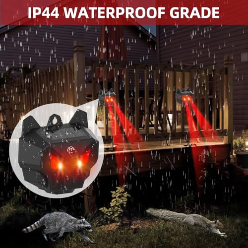CritterTec Solar Nocturnal Animal Repeller, Predator Control Light Animal Repellent for Coyote, Raccoon, Deer, Fox, Skunk, Outdoor Predator Deterrent Ideal for Garden, Yard, Farm, Chicken Coop(4)
