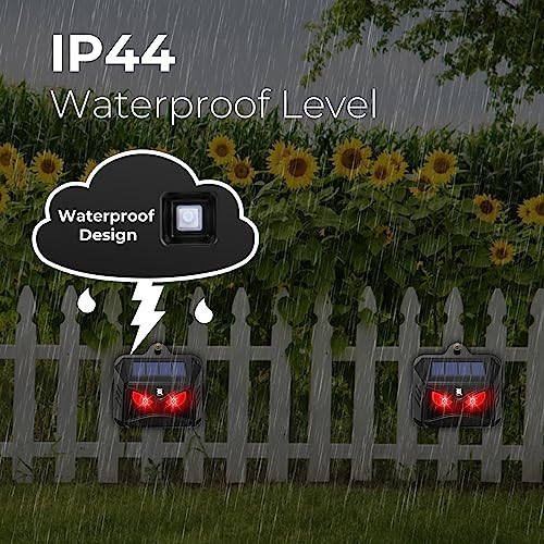 Solar Animal Repeller, 2024 Upgraded Predator Nocturnal Animal Repellent, Red Led Light Control Outdoor Deterrent Coyote Raccoon Deer Fox Skunk Squirrel for Garden Yard Farm Chicken Coop (4)