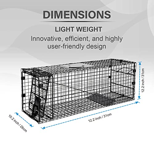 Humane Way Folding 32 Inch Live Humane Animal Trap - Safe Traps for All Animals - Raccoons, Cats, Groundhogs, Opossums - 32"x10"x12",Black