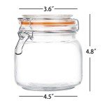 Encheng 25 oz Glass Jars With Airtight Lids And Leak Proof Rubber Gasket,Wide Mouth Mason Jars With Hinged Lids For Kitchen Canisters 750ml, Glass Storage Containers 6 Pack