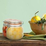 Encheng 25 oz Glass Jars With Airtight Lids And Leak Proof Rubber Gasket,Wide Mouth Mason Jars With Hinged Lids For Kitchen Canisters 750ml, Glass Storage Containers 6 Pack