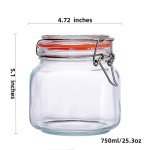 25 oz Glass Jars With Airtight Lids And Leak Proof Rubber Gasket,Wide Mouth Mason Jars With Hinged Lids For Kitchen Canisters 750ml, Glass Storage Containers(4 packs)