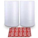 2-Pack Bubble Cushioning Nylon Wrap Rolls, 3/16" x 12" x 72' ft Total, Perforated Every 12", 20 Fragile Stickers for Packaging, Shipping, Mailing