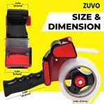Zuvo Heavy Duty Tape Gun and Dispenser with 6 Clear Packaging Tapes. Clear Packaging Tape 48cm X 66m with Metal Tape Gun Dispenser for Moving Boxes,Warehouse Or General Packing Needs