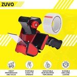 Zuvo Heavy Duty Tape Gun and Dispenser with 6 Clear Packaging Tapes. Clear Packaging Tape 48cm X 66m with Metal Tape Gun Dispenser for Moving Boxes,Warehouse Or General Packing Needs