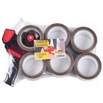 Zuvo Heavy Duty Tape Gun and Dispenser with 6 Clear Packaging Tapes. Clear Packaging Tape 48cm X 66m with Metal Tape Gun Dispenser for Moving Boxes,Warehouse Or General Packing Needs