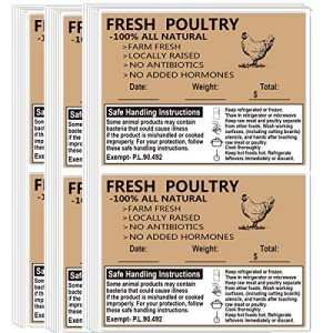 Remarkable Poultry Freezer Labels,2.5inchx4inch with Safe Handling Instructions Exemption-P.L. 90-492 (100Pcs )