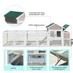 Chicken Coop with Nest Box, 122 inches, Removable Tray, Houses 6 Chickens, Waterproof Roof