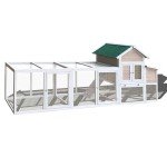 Chicken Coop with Nest Box, 122 inches, Removable Tray, Houses 6 Chickens, Waterproof Roof