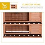 PawHut 54" 2-Story Large Rabbit Hutch Bunny Cage Wooden Pet House Small Animal Habitat with Lockable Doors, No Leak Tray and waterproof Roof for Outdoor/Indoor Orange