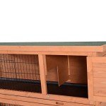 PawHut 54" 2-Story Large Rabbit Hutch Bunny Cage Wooden Pet House Small Animal Habitat with Lockable Doors, No Leak Tray and waterproof Roof for Outdoor/Indoor Orange