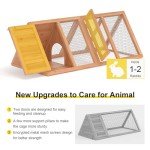 Rabbit Hutch, Small Chicken Coop Outdoor A-Frame Quail Cage with 2 Door & Run Cage Wooden Triangle Quail Hutch with Ventilating Wire Poultry Hutch for Small Animal