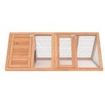 Rabbit Hutch, Small Chicken Coop Outdoor A-Frame Quail Cage with 2 Door & Run Cage Wooden Triangle Quail Hutch with Ventilating Wire Poultry Hutch for Small Animal