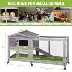Outdoor Rabbit Hutch Indoor Bunny on Wheels Large Guinea Pig Cage with Run for Any Small Animals,Removable Pull Out Tray…