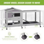 Outdoor Rabbit Hutch Indoor Bunny on Wheels Large Guinea Pig Cage with Run for Any Small Animals,Removable Pull Out Tray…