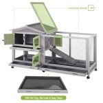 Outdoor Rabbit Hutch Indoor Bunny on Wheels Large Guinea Pig Cage with Run for Any Small Animals,Removable Pull Out Tray…