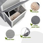 COZIWOW 112" Extra Large Wooden Chicken Coop with Run, Backyard Hen Goose Habitat Quail Cage Duck House with Nesting Box, Outdoor Poultry Guinea Pig Rabbit Bunny Pet Hutch（Grey）