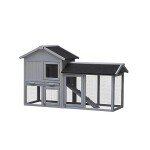 HHOK Wooden Chicken Coop Chicken House Quail Coop Rabbit Hutch Outdoor Bunny Cage Indoor, Extensible Chicken Coop with Large Run Space Chicken Coops Duck Houses for Outside - No Leak Plastic Tray