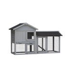 HHOK Wooden Chicken Coop Chicken House Quail Coop Rabbit Hutch Outdoor Bunny Cage Indoor, Extensible Chicken Coop with Large Run Space Chicken Coops Duck Houses for Outside - No Leak Plastic Tray