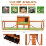 COZIWOW Outdoor Rabbit Hutch, 94.5" L Extra Large Bunny Hutch, Wooden Rabbit Cage Indoor for Small Animals with Removable Tray & Weatherproof Roof, Orange