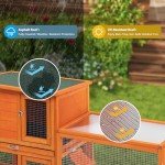 COZIWOW Outdoor Rabbit Hutch, 94.5" L Extra Large Bunny Hutch, Wooden Rabbit Cage Indoor for Small Animals with Removable Tray & Weatherproof Roof, Orange