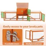 COZIWOW Outdoor Rabbit Hutch, 94.5" L Extra Large Bunny Hutch, Wooden Rabbit Cage Indoor for Small Animals with Removable Tray & Weatherproof Roof, Orange