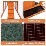 COZIWOW Outdoor Rabbit Hutch, 94.5" L Extra Large Bunny Hutch, Wooden Rabbit Cage Indoor for Small Animals with Removable Tray & Weatherproof Roof, Orange