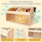 Large Chicken Brooder Box for Chick, Extra Wide Wooden Brooder Box 31.5" with Intelligent Thermostat, 2 Temp Control & 3 Heat Lamps, Chick Brooder Boxes for Baby Quail Duck Hamsters Indoor Outdoor Use