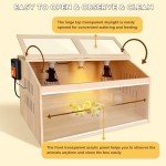 Large Chicken Brooder Box for Chick, Extra Wide Wooden Brooder Box 31.5" with Intelligent Thermostat, 2 Temp Control & 3 Heat Lamps, Chick Brooder Boxes for Baby Quail Duck Hamsters Indoor Outdoor Use