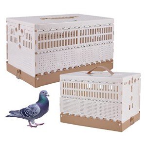 Plastic Folding Pigeon Cage, Portable Pet Bird Travel Cage Carrier Pigeon Cage Pairing Cage Pigeon Nest Box Easy to Clean for Training and Release Competition (S) （Two Doors ）