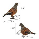 Nature Vibe 7.5 Inches Feathered Quail Decor,Set of 2 Artificial Woodland Animals Figurines with Natural Feather as Fall Decorations for Home or Autumn Harvest Festival