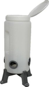 Quail Feeder Container with Feeding Ports and Stand | Ports are 3D Printed | Made in USA (4-Quart, Space Grey)