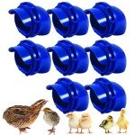 Generic Quail & Chick Port Feeder by NWQuailFarm NO Waste Feed Saver for DIY Bucket Pail Bin Container Coturnix (8 Pack), Blue