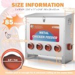 HAYOHRT 85 Pounds Automatic Chicken Feeder 6 Ports Large Gravity Fed Chicken Feeder with Latch & Handle for Chickens Bantams Pheasants Poultry Coop Weatherproof