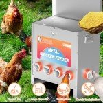 HAYOHRT 85 Pounds Automatic Chicken Feeder 6 Ports Large Gravity Fed Chicken Feeder with Latch & Handle for Chickens Bantams Pheasants Poultry Coop Weatherproof