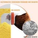 HAYOHRT 85 Pounds Automatic Chicken Feeder 6 Ports Large Gravity Fed Chicken Feeder with Latch & Handle for Chickens Bantams Pheasants Poultry Coop Weatherproof