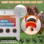 HAYOHRT 85 Pounds Automatic Chicken Feeder 6 Ports Large Gravity Fed Chicken Feeder with Latch & Handle for Chickens Bantams Pheasants Poultry Coop Weatherproof
