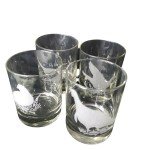 Vintage Water Fowl Hunting Game Bird Rocks Glasses Set 4 Lowball Whisky Barware