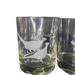 Vintage Water Fowl Hunting Game Bird Rocks Glasses Set 4 Lowball Whisky Barware
