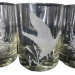 Vintage Water Fowl Hunting Game Bird Rocks Glasses Set 4 Lowball Whisky Barware