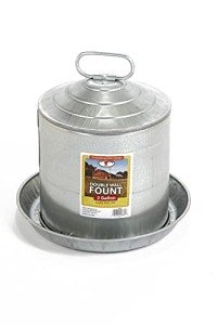Little Giant® Double Wall Metal Poultry Fount | Poultry Waterer | Heavy Duty Galvanized Steel Waterer | Made in USA | 2 Gallon