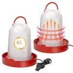 KHEARPSL 2Pcs Heated Chicken Waterer for Winter 6L Heated Poultry Waterer Automatic Chicken Water Feeder Dispenser Fountain Heated Waterer for Duck Chicken Birds
