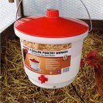 Farm Innovators HB-60P Thermostatically Controlled Heated 2 Gallon Plastic Outdoor Year Round Poultry Chicken Water Bucket Drinker, White/Red